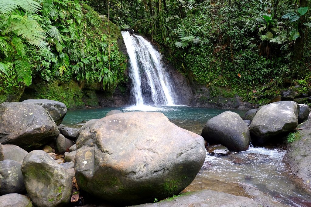 La cascade aux Écrevisses en pleine forêt, sur la route de la Traversée