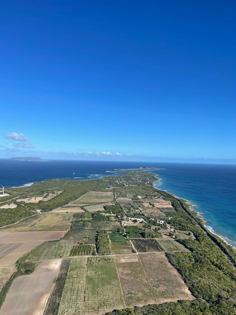 Vue aérienne de la Pointe des Châteaux, à l'extrémité est de la Grande-Terre